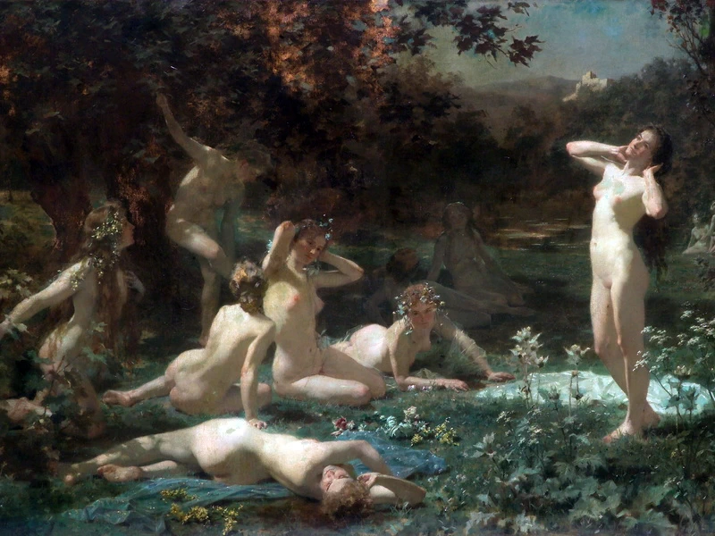 1854-Julius Schmid - Ninfe della foresta al chiaro di luna